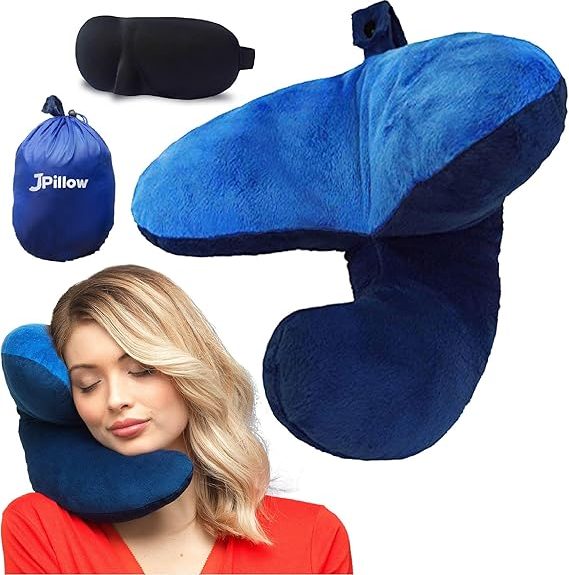 Image of a woman sleeping comfortably with her head supported by the J pillow